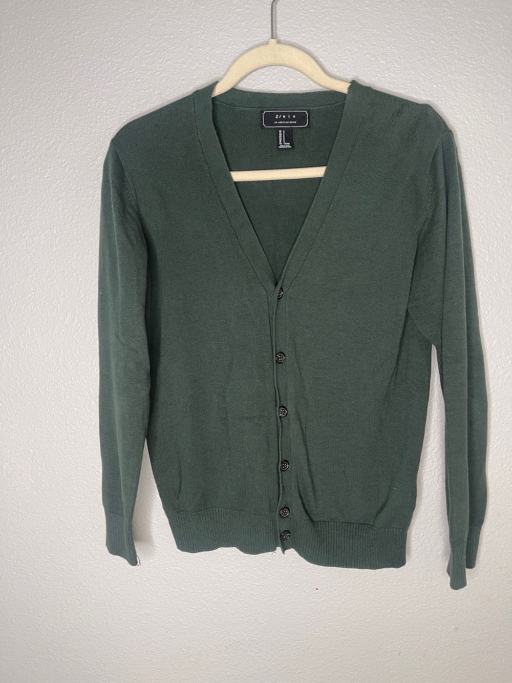 21 Men An American Brand Deep Green V-Neck Button Cardigan